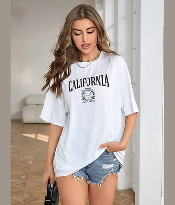 TQH Women Cotton Blend Oversized Fit Round Neck T-Shirt ( White )