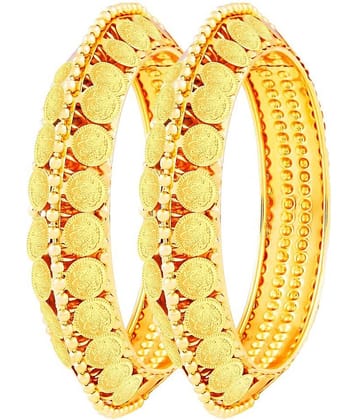 Asmitta Traditional Laxmi Coin Gold toned pair of Bangle for Women