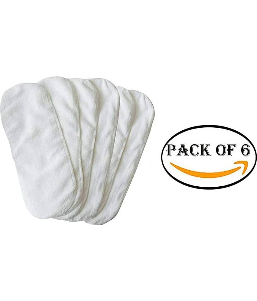 YUTIRITI 6Pc Washable Microfiber Diaper Changing Insert Cloth Pad Cover for Babies - White