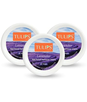 Tulips Lavender Oil and Tea Tree Oil Nail Paint Remover Pads 213 mL Pack of 3