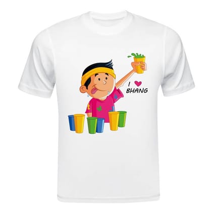 TERA MERA GIFT, Holi Printed T-Shirt, Happy Holi Festival T-Shirt, White Polyester, Reguler Fit, Round Neck, Short Sleeve, Unisex H113