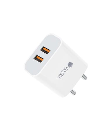 VOXEL 18 Watt Double USB Port Charger AB Plastic (White)