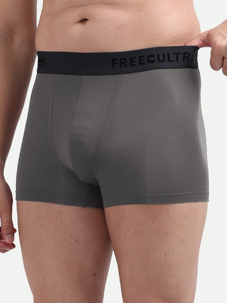 FREECULTR Men's Underwear Anti Bacterial Micromodal Airsoft Trunk - Non Itch No Chaffing Sweat Proof - Pack of 1-Smoke Grey