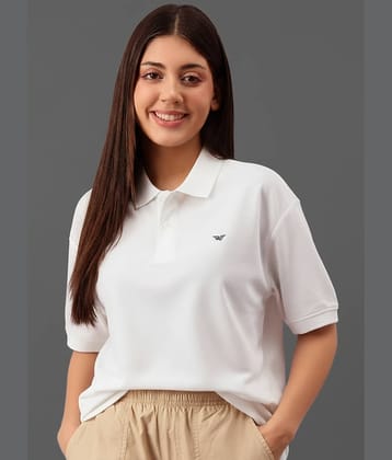 XYRIS Women Cotton Blend Solid Regular Fit Polo Collar T-Shirt ( White )