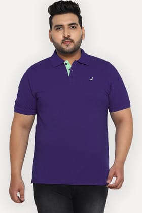 Polo Half Sleeves T-Shirt For Plus Size Men - Deep Purple-XXL / Deep Purple