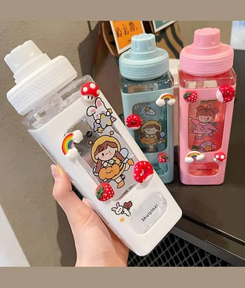 SARVASHVA TRENDS Cartoon water bottle for kids, kawaii water bottle Multicolour Plastic Water Bottle 700 mL ( Set of 1 )
