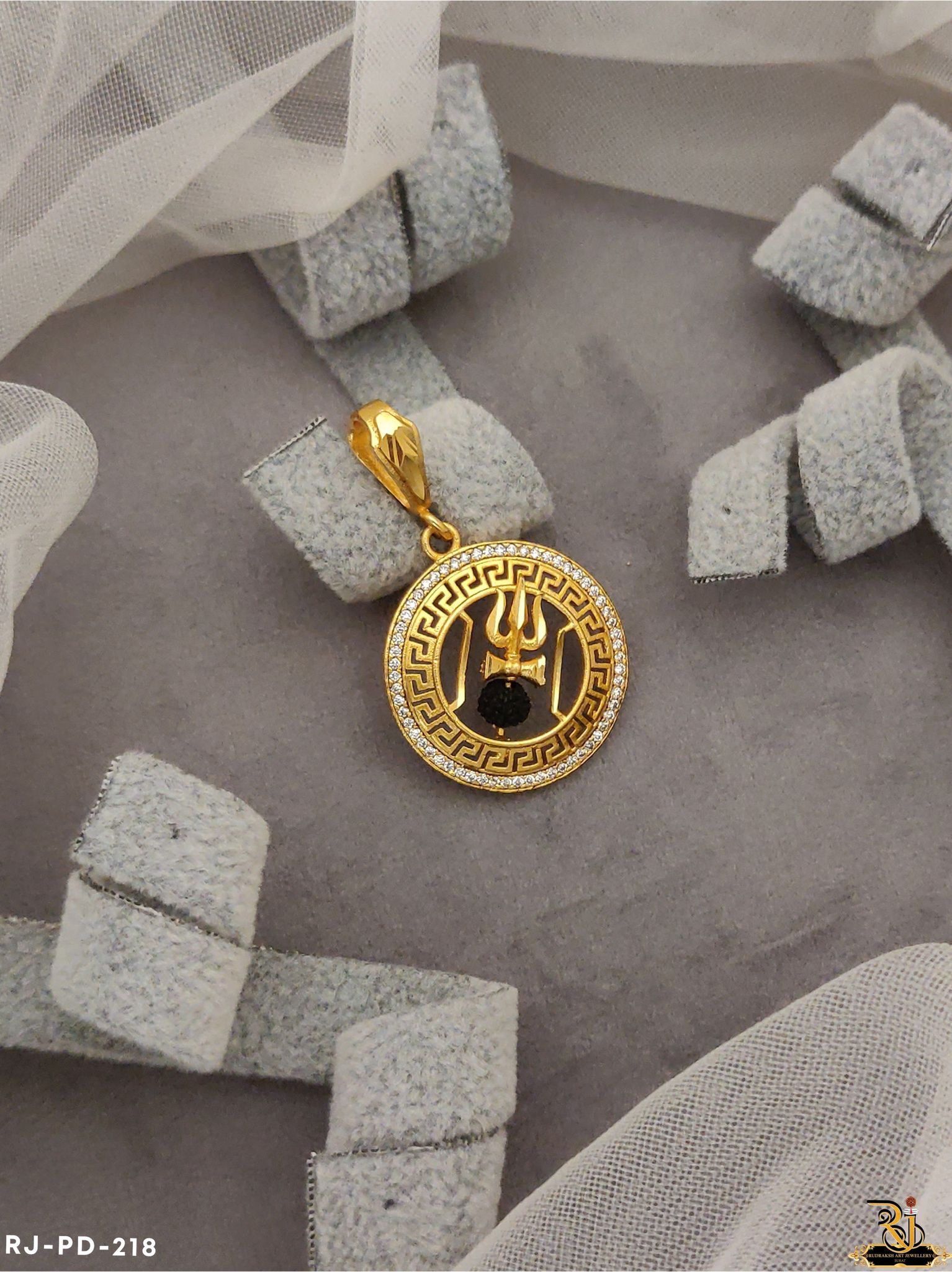 Exclusive Design Goldpleted Trishul Rudraksh Men’s Fashion Pendant PD-218