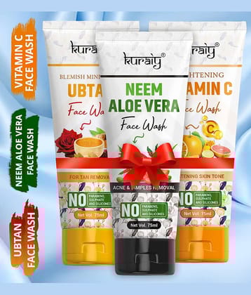 KURAIY Facial Cleanser Face Washing Remove Blackhead Face wash pack of 3