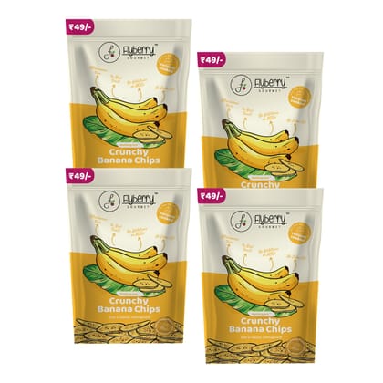 Flyberry Gourmet Vacuum Cooked Banana Chips 120g(Pack of 4, 30g each) - No Palm Oil, Less than 6% Rice Bran Oil, Healthy Snacking with High Nutrient Content, No Added Preservatives