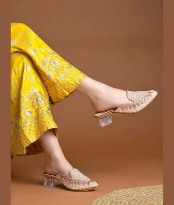 Shoetopia Rose Gold Women's Mules Heels