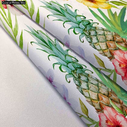 ArtzFolio Pineapples & Hibiscus Bolster Cover Booster Cases | Concealed Zipper Opening-Bolster Cover; Poly Cotton / 16inch Width x 6" Diameter; SINGLE; No Filler