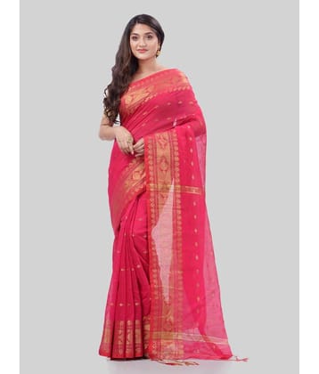 Desh Bidesh Cotton Silk Woven Saree With Unstitched Blouse Piece ( Pink )