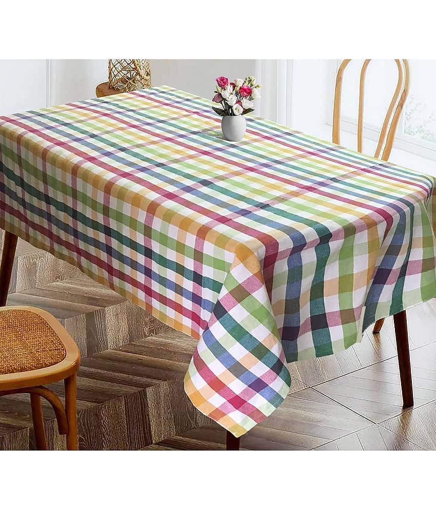 Oasis Home Tex Checks Cotton 4 Seater Rectangle Table Cover ( 152 x 137 ) cm Pack of 1 Multicolor