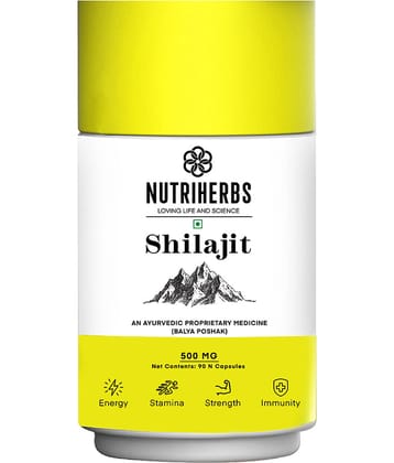 Nutriherbs Pure Shilajit/Shilajeet Extract 500mg - 90 Veg Capsules | For Stamina, Enhanced Performance & Muscle Growth