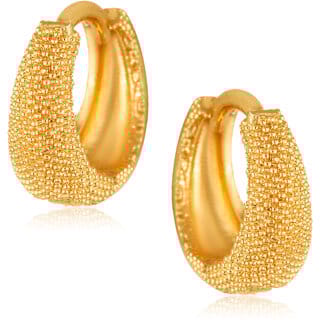 Filigree work Gold Plated alloy Hoop Earring Clip on fancy drop Bali Earring for Women and Girls