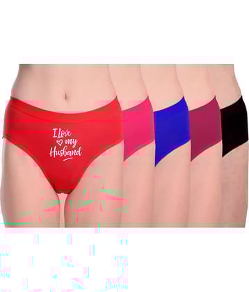 DOOZIE LOVEPLUS Pack of 5 Poly Cotton Printed Women's Hipster ( Multicolor )