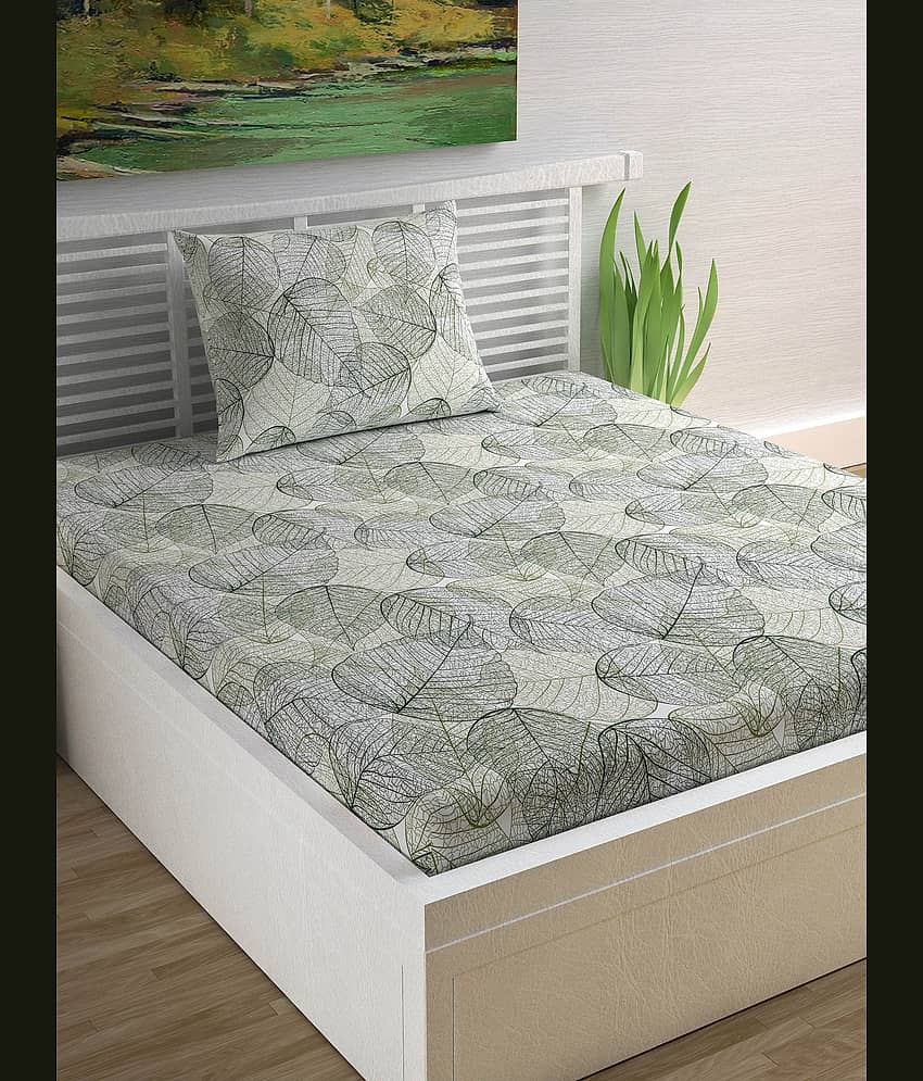 DIVINE CASA Cotton Single Bedsheet ( Green )