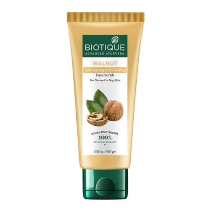 Biotique Walnut Exfoliating & Polishing Face Scrub 100g Tube Biotique Walnut Exfoliating & Polishing Face Scrub 100g Tube