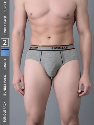 Men's Assorted Pack of 2 Combed Cotton Solid Brief With Anti-Microbial Odour Control