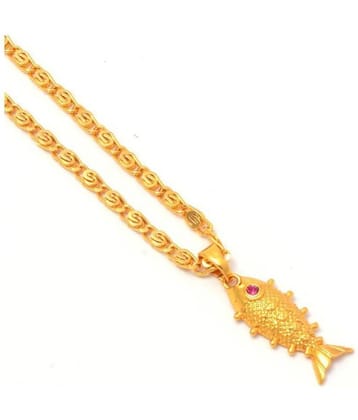 Jewar Mandi New Design Gold Plated Locket/Pendant with Link Chain Daily use for Men, Women & Girls, Boys