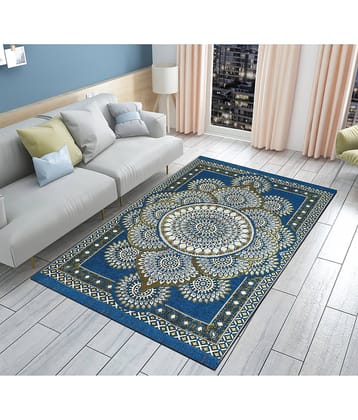 FURNISHING HUT Violet Cotton Carpet Abstract 5x7 Ft
