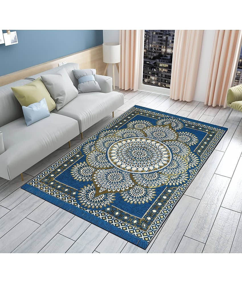 FURNISHING HUT Violet Cotton Carpet Abstract 5x7 Ft