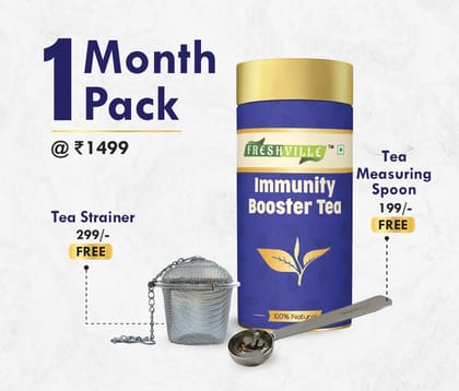 Freshville Immunity Tea | Pure & Natural | Immunity Booster | Improving Concentration | Turmeric, Cinnamon, Ginger, Clove, Ashwagandha, Mintfennel, Moringa, Tulsi, Giloy, Amla, Green Tea Tin Freshville Immunity Tea | Pure & Natural | Immunity Booster | Improving Concentration | Turmeric, Cinnamon, Ginger, Clove, Ashwagandha, Mintfennel, Moringa, Tulsi, Giloy, Amla, Green Tea Tin