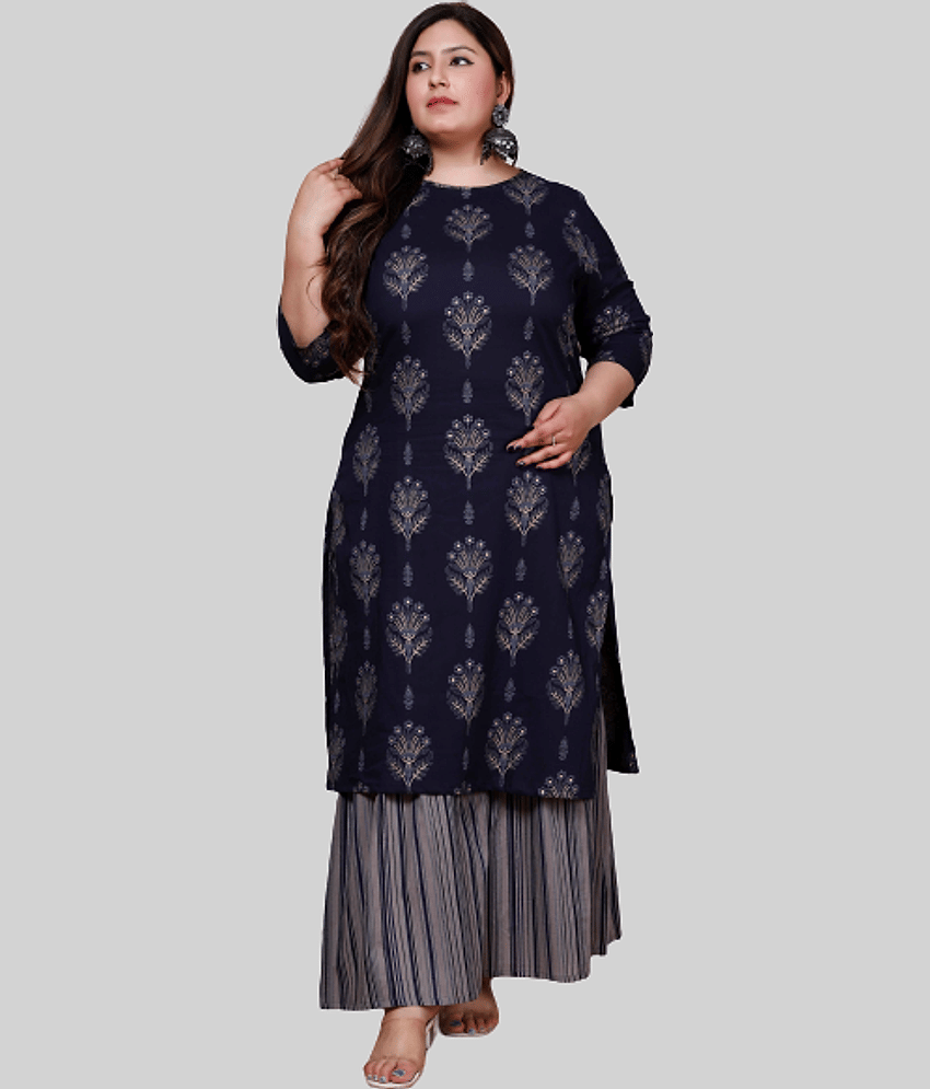 miravan - Blue Straight Cotton Women's Stitched Salwar Suit ( Pack of 1 )