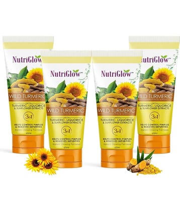 NutriGlow Wild Turmeric Face Wash-Turmeric With Liquorice & Sunflower Extracts For Glowing Skin, 65ml Each, Pack Of 4