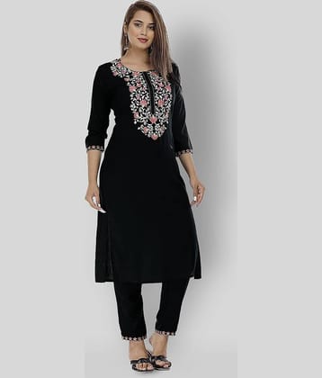 G4Girl - Black Straight Rayon Women's Stitched Salwar Suit ( Pack of 1 )