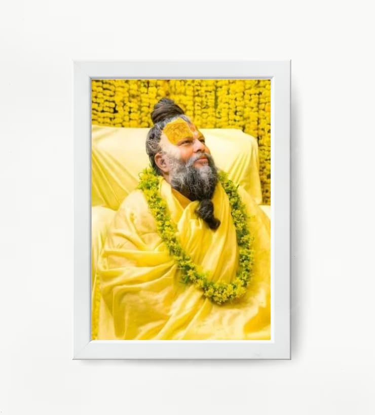 NOKKES Premanand Ji Maharaj White Religious Photo frame 5X7 Inch Photo Frame_WEW57