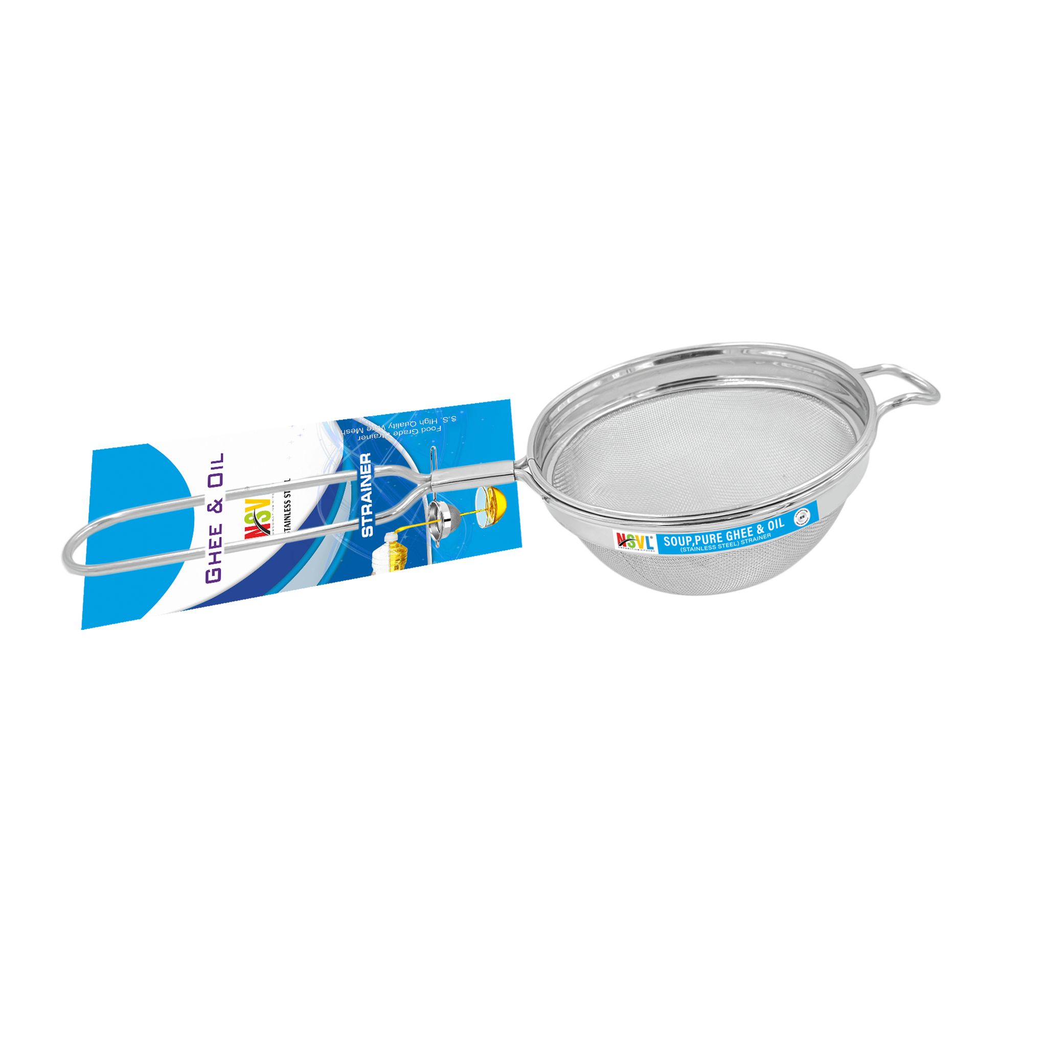 NSVL Stainless Steel Oil & Ghee Strainer/Liquid Filter for Kitchen Use, Large Oil Chalni with Handle, Rice & Juice Use-12.5 CM