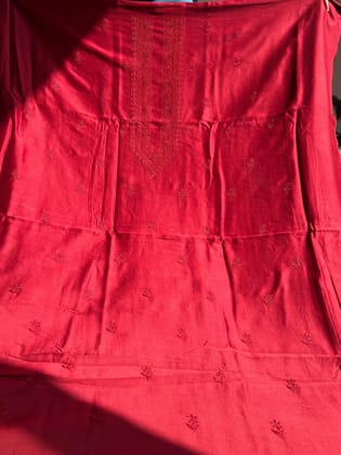 Chanderi Chikankari Kurta Length - Mens- Maroon-Maroon / Chanderi / Heavy Work