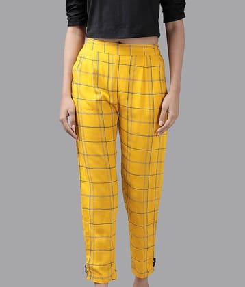 Yash Gallery - Yellow Rayon Regular Women's Formal Pants ( Pack of 1 )
