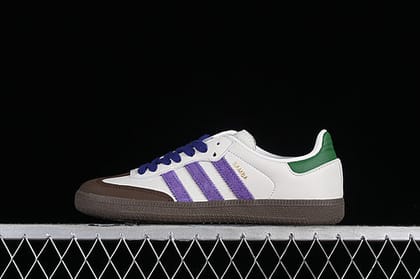 adidasMens Samba Off White - Purple/Green-Euro 40