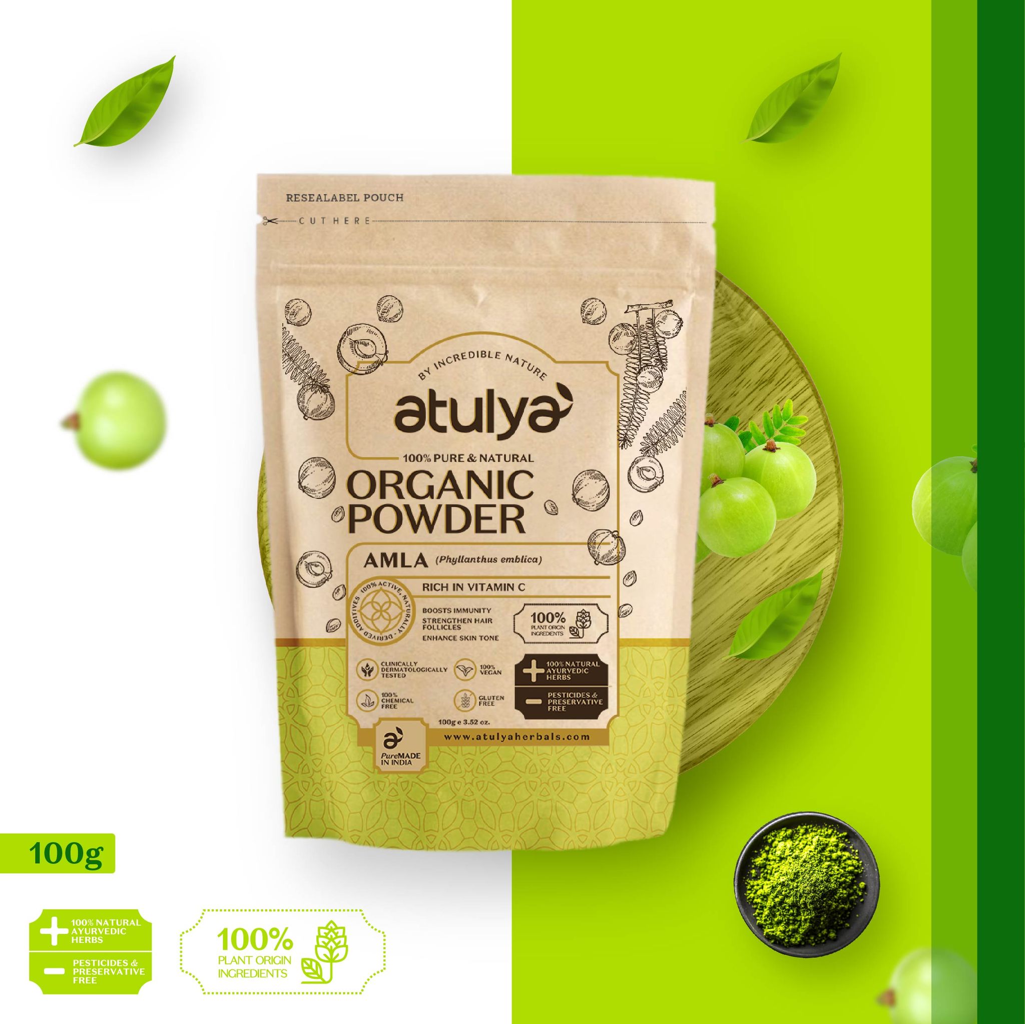 Atulya Amla Organic Powder | 100 % Pure & Natural - 100gm