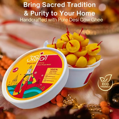 ABHANG Ghee Wati Diya,100% Wax Free, Made by Cow Ghee, Pack of 35 pieces
