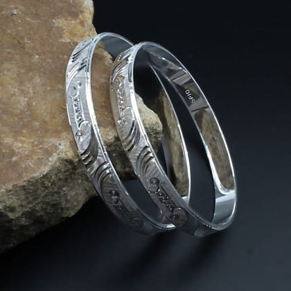 990 Real Silver Women Cultural design Bangles Bracelet (Kangan)- Pair-5.4 CM (2.12 Inch) 2.2