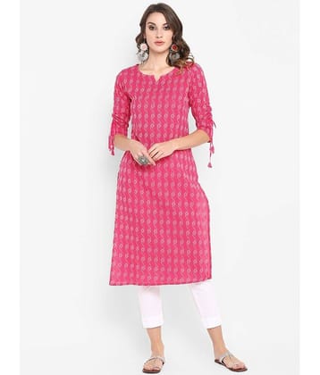 Janasya - Pink Cotton Women's Straight Kurti ( Pack of 1 )