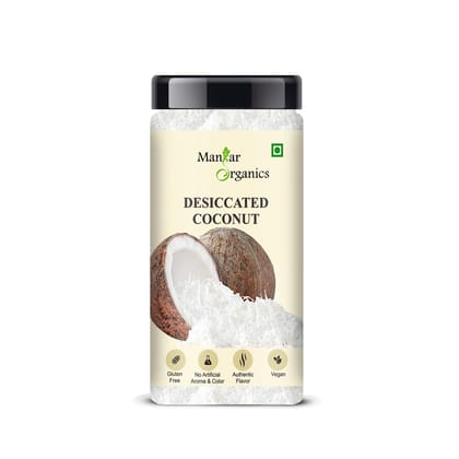 ManHar Organics Desiccated Coconut | Finely Grated & 100% Natural | Ideal for Baking, Cooking & Indian Sweets – Jar 100gm