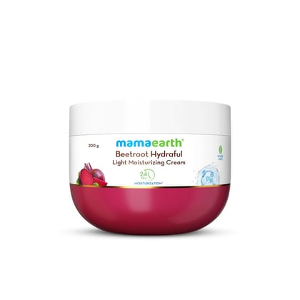 Mamaearth Beetroot Hydraful Light Moisturizing Cream With Beetroot & Hyaluronic Acid|For Hydrated Pink Glow|For Face, Hand & Body|24H Moisturization|Quick Absorbing|Non-Greasy|Soft Moisturizer|200 G Mamaearth Beetroot Hydraful Light Moisturizing Cream Wi