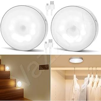 Estoreshouses Wireless Intelligent Body Motion Sensor LED Night Light Round
