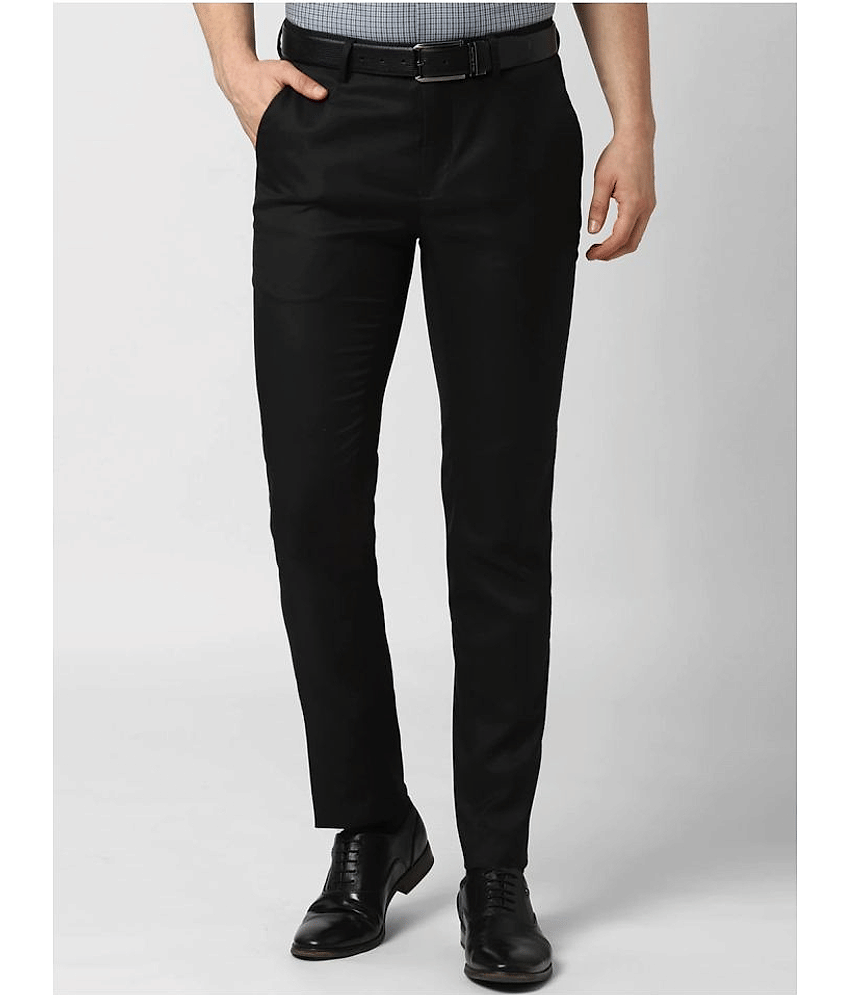 Haul Chic Black Slim -Fit Flat Trousers
