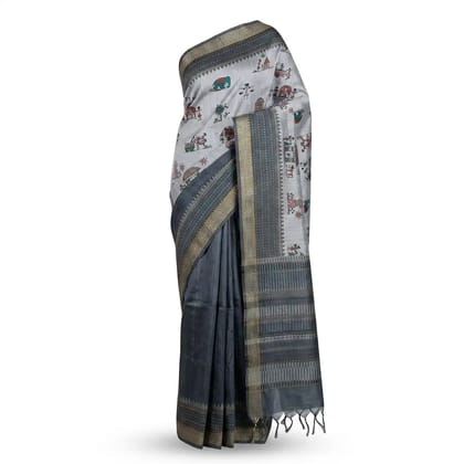 Blue Gray Sambalpuri Saree