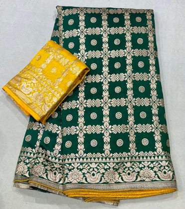 Dola silk fabric  with 2side havi  zari border Sarees