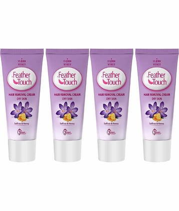 VI-JOHN Feather Touch Honey & Saffron Hair Removal Cream for Dry Skin 40g Each (160g) - Pack of 4