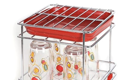 Steel Square Matka Stand for Water Pot | Pot Stand for kitchen utensils | Steel Matka Stand for Kitchen | Water Pot Stand for Kitchen| 8 X 8 X 7.5 Inch ( Flate Matka Stand)