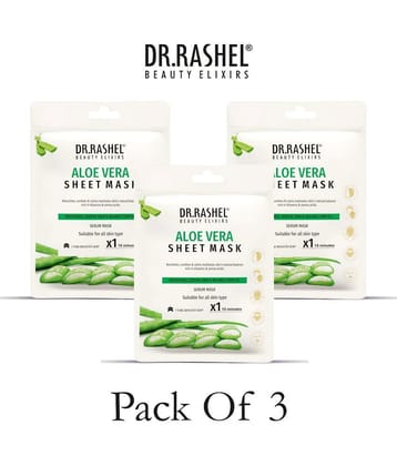 DR.RASHEL Aloe Vera Sheet Mask for Deep Hydration | Suits All Skin Types (20 gm each) | Pack of 3