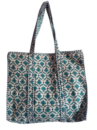 Stylish Cotton Tote Bag with Geometric Pattern - Customizable & Eco-Friendly