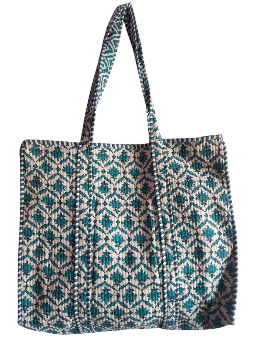 Stylish Cotton Tote Bag with Geometric Pattern - Customizable & Eco-Friendly